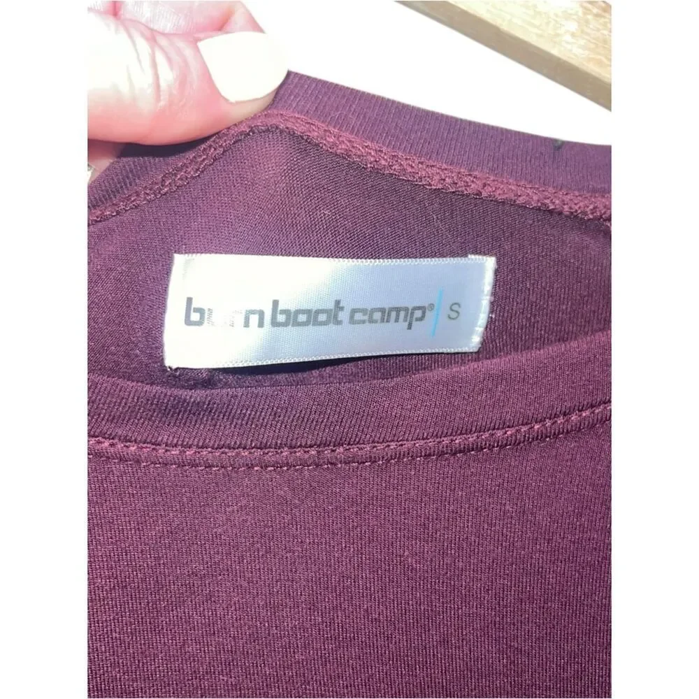 Burn Boot Camp Maroon Long Sleeve Athletic Top Size Small Thumbholes Size Small